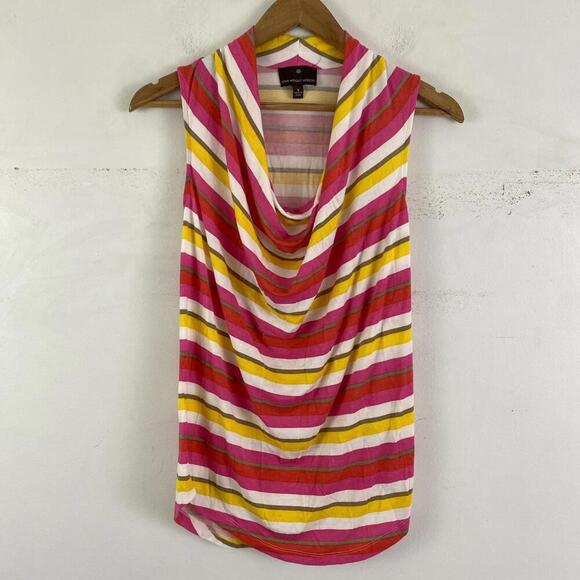 Fenn Wright Manson Tops - TUCKERNUCK Fenn Wright Manson pink yellow stripe cowl neck tank top